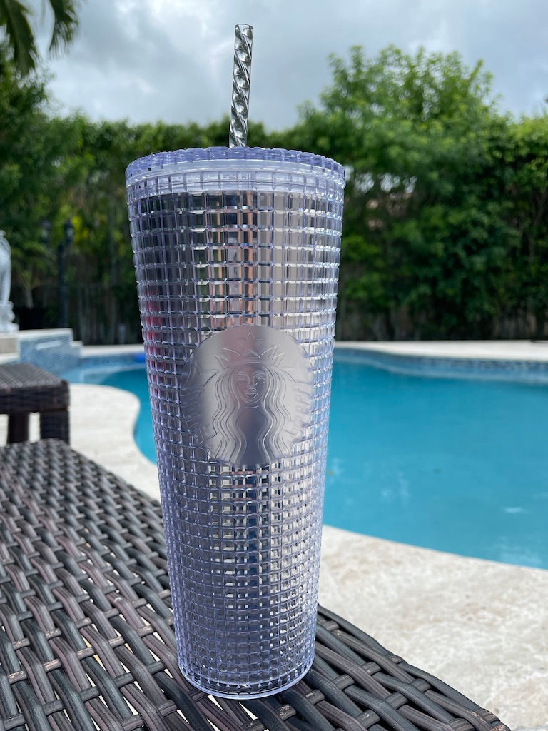 Silver Disco Grid 24 oz Tumbler