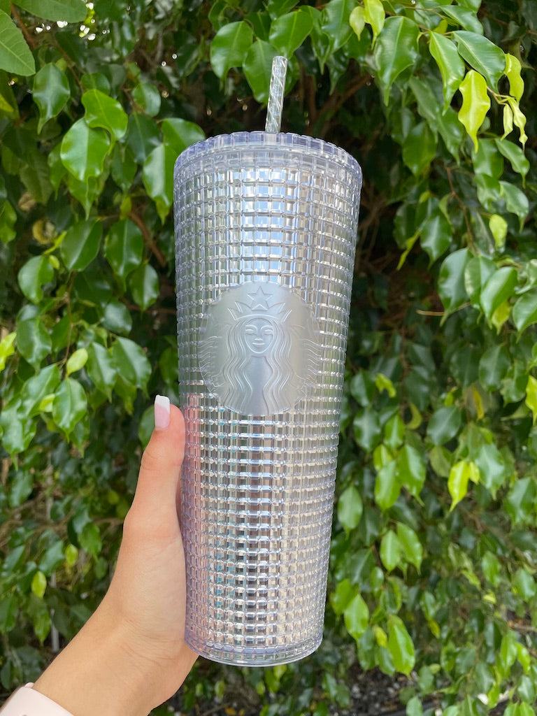 Silver Disco Grid 24 oz Tumbler