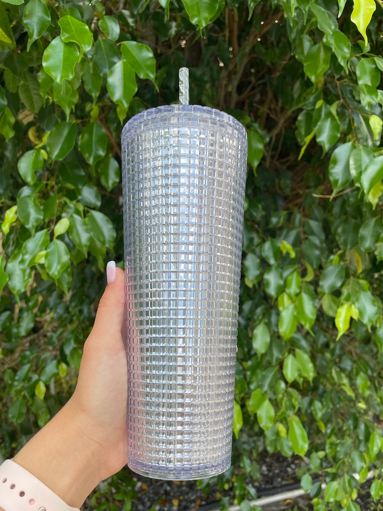 Silver Disco Grid 24 oz Tumbler