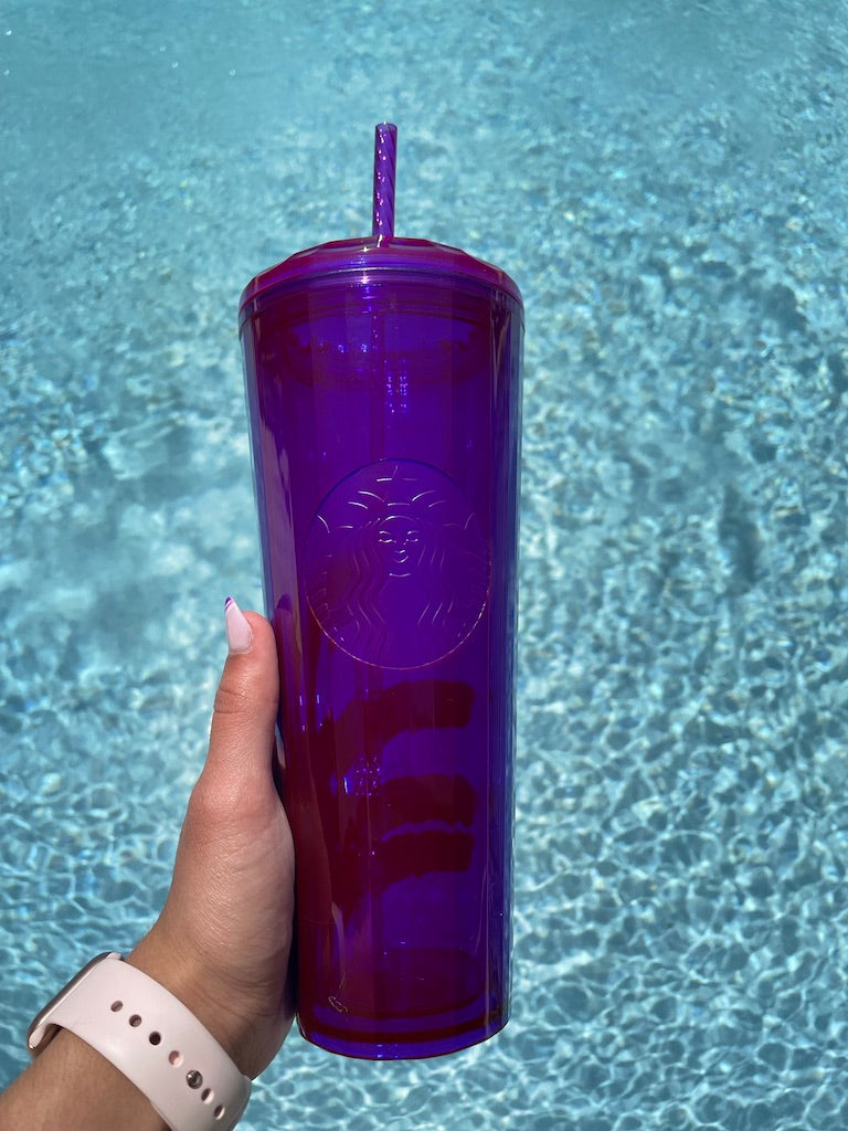 Starbucks 24 oz purple dome plastic tumbler 