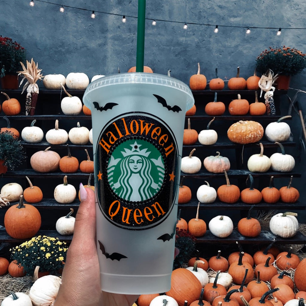 Personalized Halloween Queen reusable cold cup