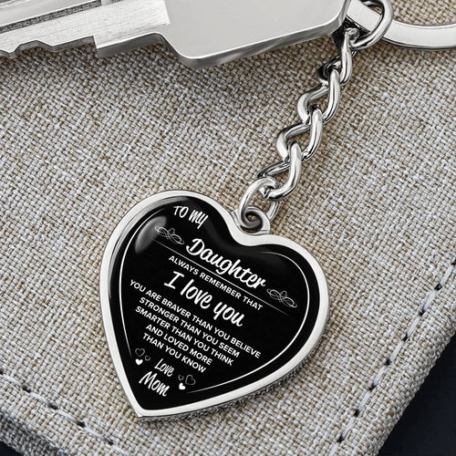 Silver Heart Keychain "To My Daughter". Perfect gift for your daughter, Silver keychain