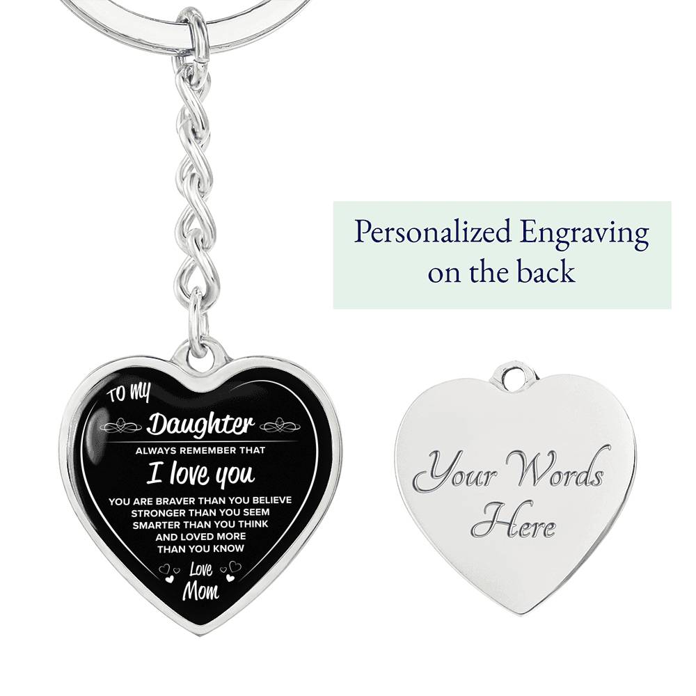 Silver Heart Keychain "To My Daughter". Perfect gift for your daughter, Silver keychain, Personalized Engraving on the back