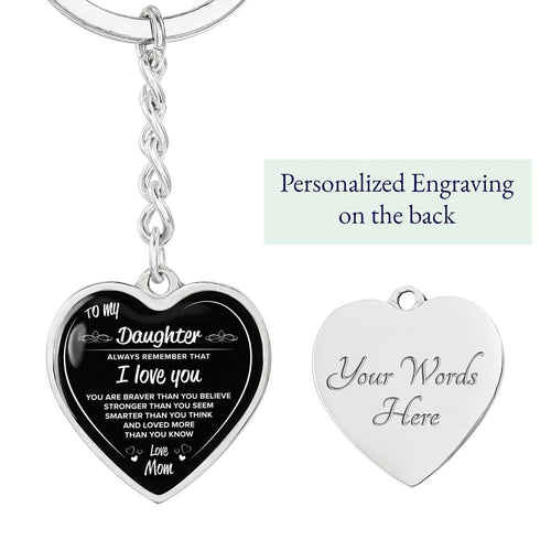 Silver Heart Keychain "To My Daughter". Perfect gift for your daughter, Silver keychain, Personalized Engraving on the back