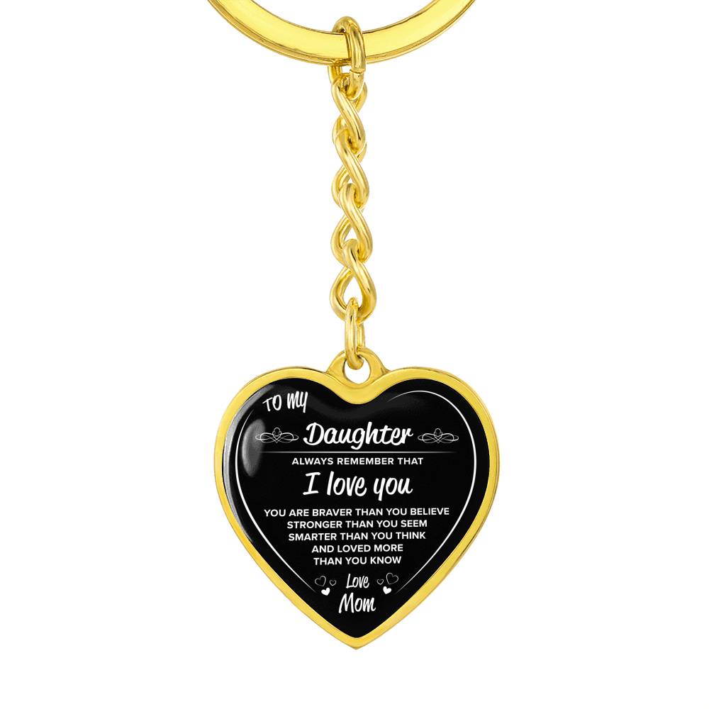 Gold Heart Keychain "To My Daughter". Perfect gift for your daughter, Silver keychain