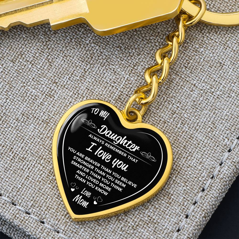 Gold Heart Keychain "To My Daughter". Perfect gift for your daughter, Silver keychain, Personalized Engraving on the back