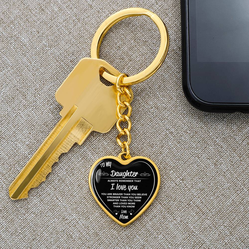Gold Heart Keychain "To My Daughter". Perfect gift for your daughter, Silver keychain,.
