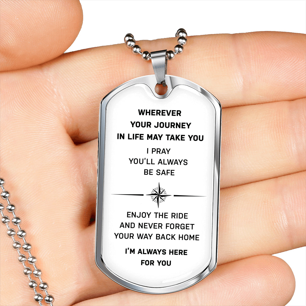 Silver New Dog Tag White "I'm Always Here For You”