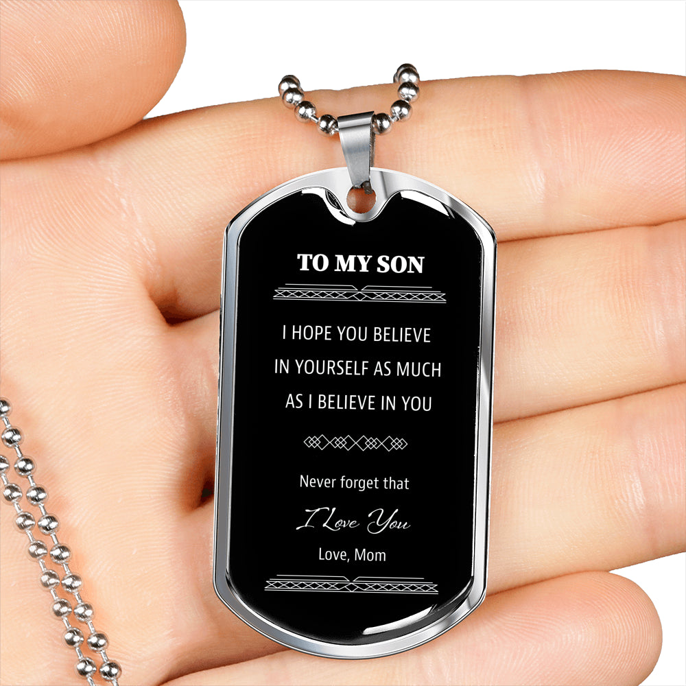 To My Son From Mom Black Dog Tag