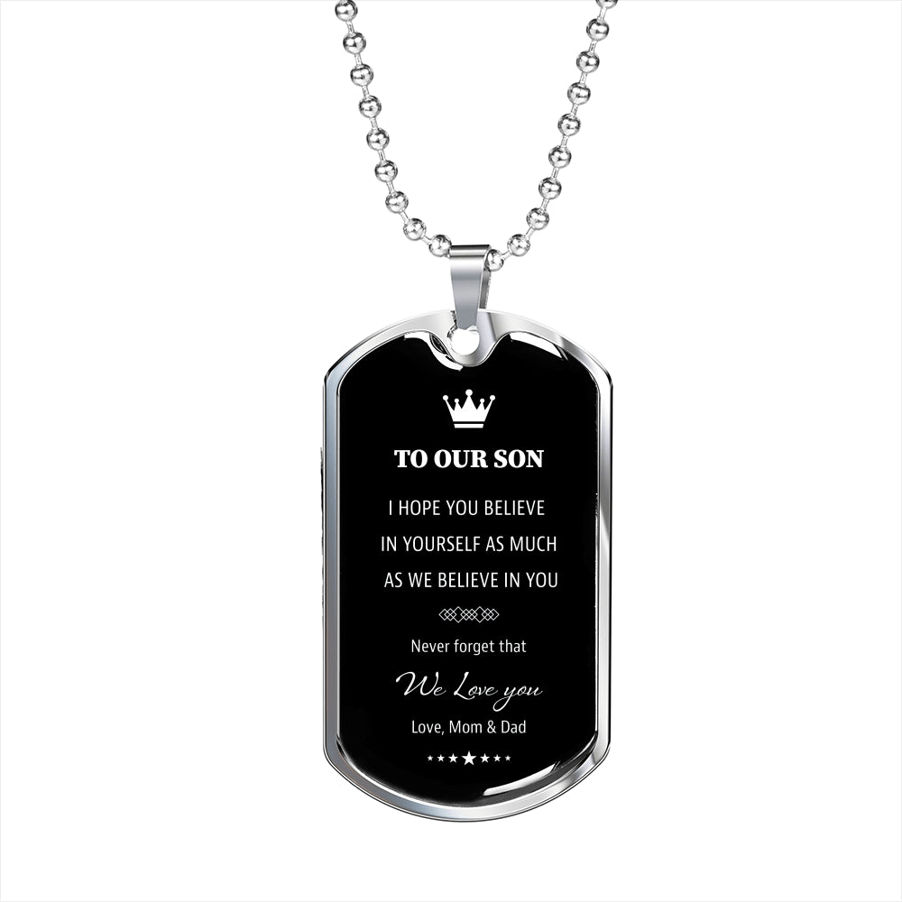 To Our Son Black Dog Tag