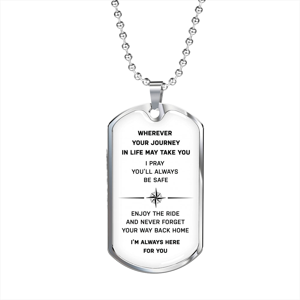 Silver New Dog Tag White "I'm Always Here For You”
