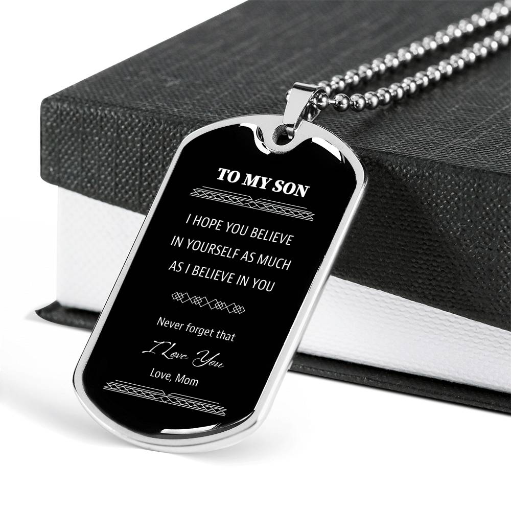To My Son From Mom Black Dog Tag