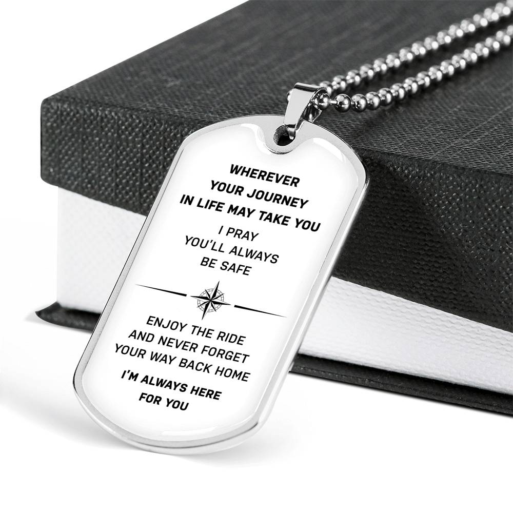 Silver New Dog Tag White "I'm Always Here For You”