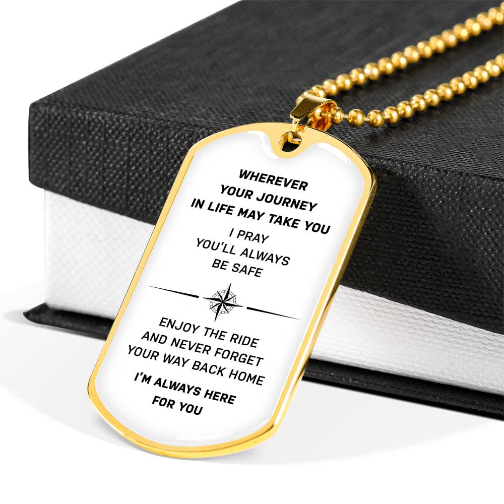 Gold New Dog Tag White "I'm Always Here For You”